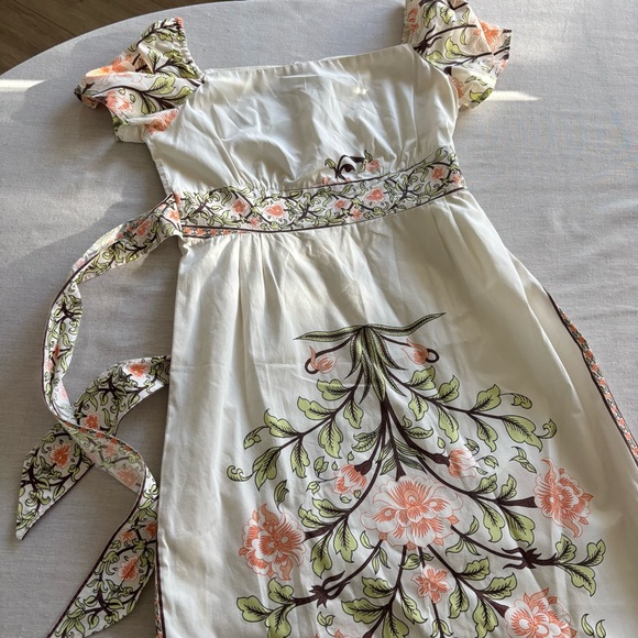 Paul & Joe Art Deco Floral Trim Cream Midi Dress S | Vintage Romantic - Picture 3 of 9